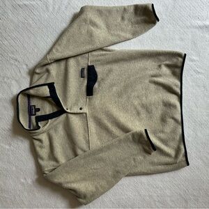 Beige Fleece Pullover with Black Accents